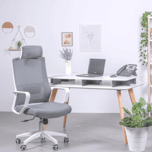 Cadeira de secretária ergonómica em mesh respirável e apoio de cabeça ajustável - Mesh