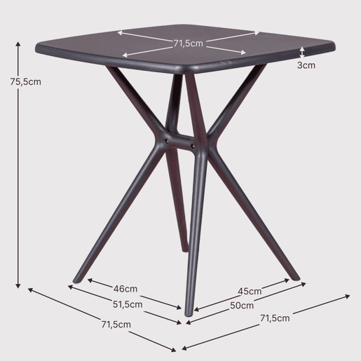 Mesa quadrada de plástico perfeita para exteriores - Dream