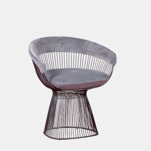 Poltrona de design estofada em veludo e estrutura em aço - Albert