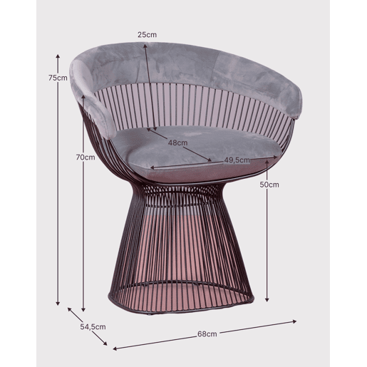 Poltrona de design estofada em veludo e estrutura em aço - Albert Poltrona de design estofada em veludo e estrutura em aço - Albert