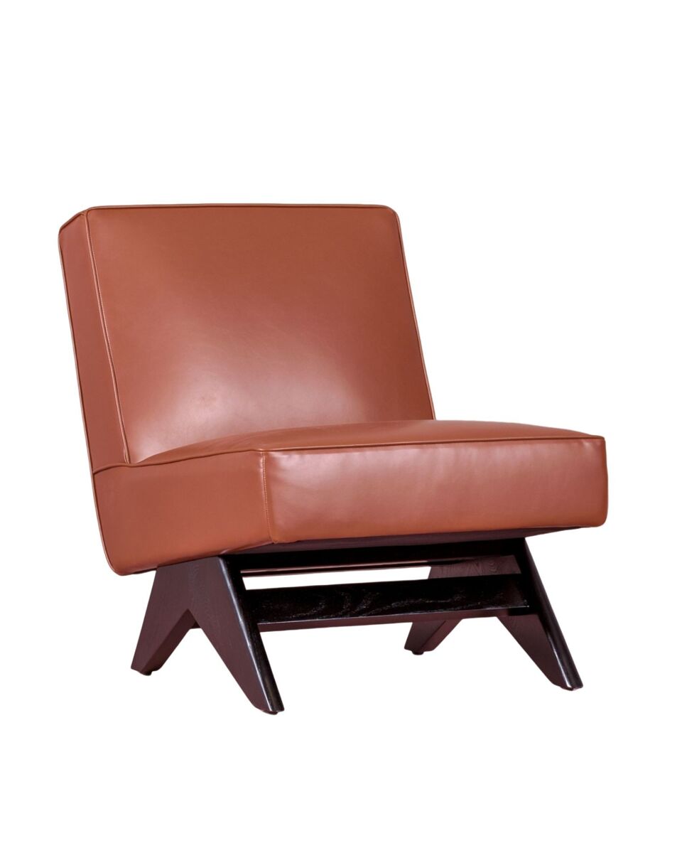 Sillón vintage en madera de fresno y tapizado en polipiel - west