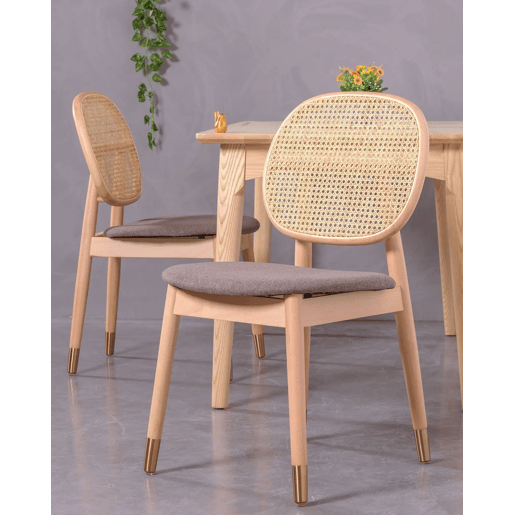 Cadeira em madeira de faia e rattan natural com almofada de algodão - Marsh