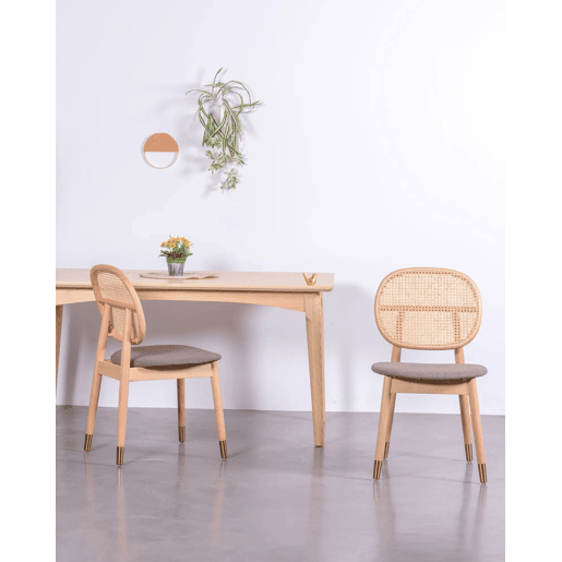 Cadeira em madeira de faia e rattan natural com almofada de algodão - Marsh
