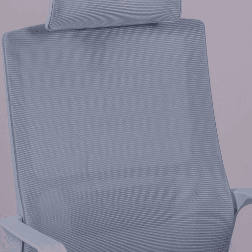 Cadeira de escritório ergonômica em mesh respirável com acabamento cinza e apoio de cabeça ajustável - Mesh