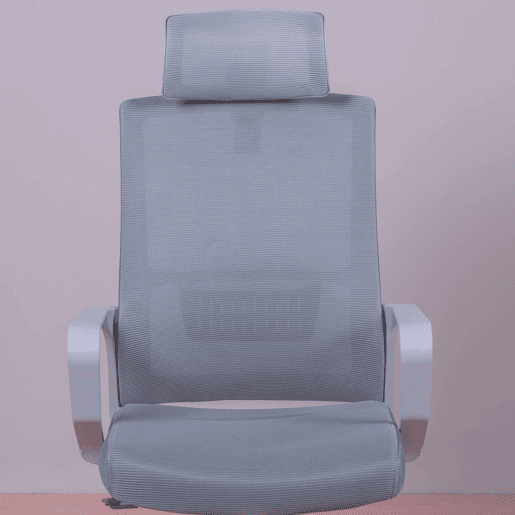 Cadeira de escritório ergonômica em mesh respirável com acabamento cinza e apoio de cabeça ajustável - Mesh