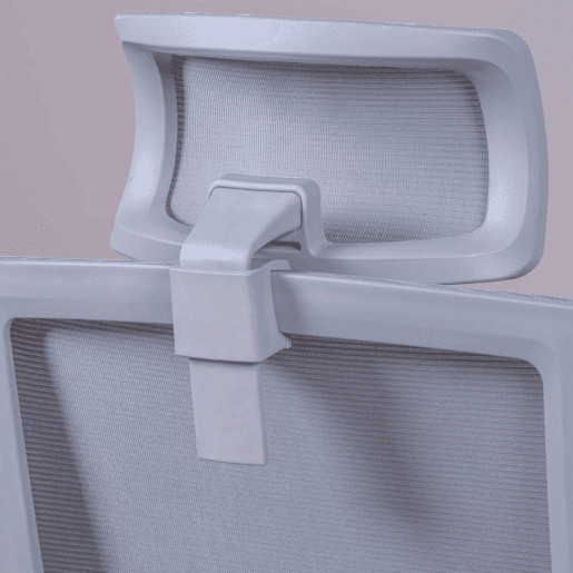 Cadeira de escritório ergonômica em mesh respirável com acabamento cinza e apoio de cabeça ajustável - Mesh