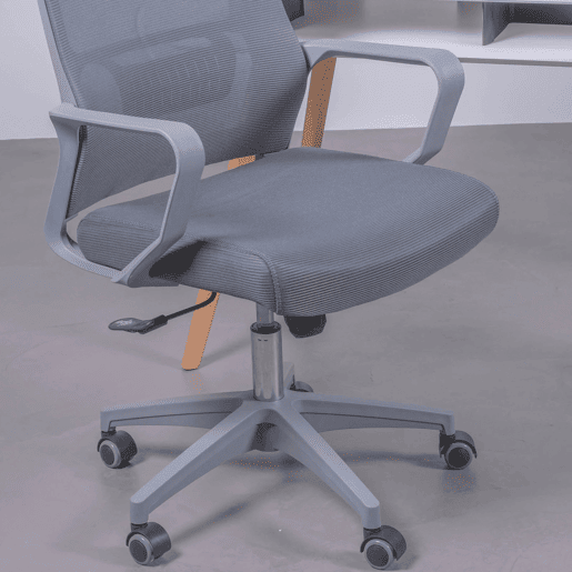 Cadeira de escritório ergonômica em mesh respirável com acabamento cinza e apoio de cabeça ajustável - Mesh