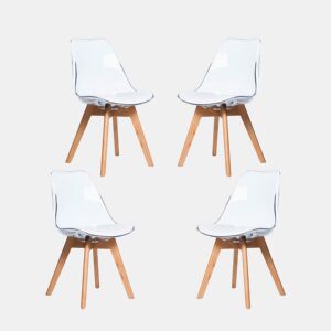 Pack de 4 cadeiras escandinavas com assento transparente - Verona