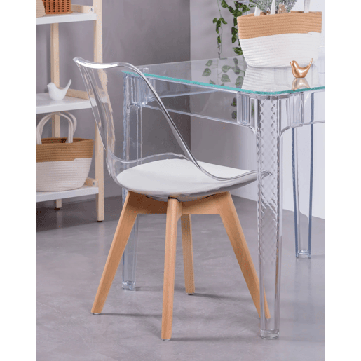 Pack de 4 cadeiras escandinavas com assento transparente - Verona Pack de 4 cadeiras escandinavas com assento transparente - Verona