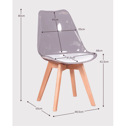 Pack de 4 cadeiras escandinavas com assento transparente - Verona Pack de 4 cadeiras escandinavas com assento transparente - Verona