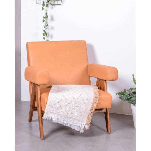 Poltrona vintage em madeira de teca e couro italiano - Compass S