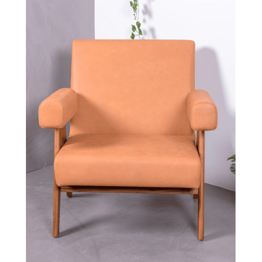 Poltrona vintage em madeira de teca e couro italiano - Compass S