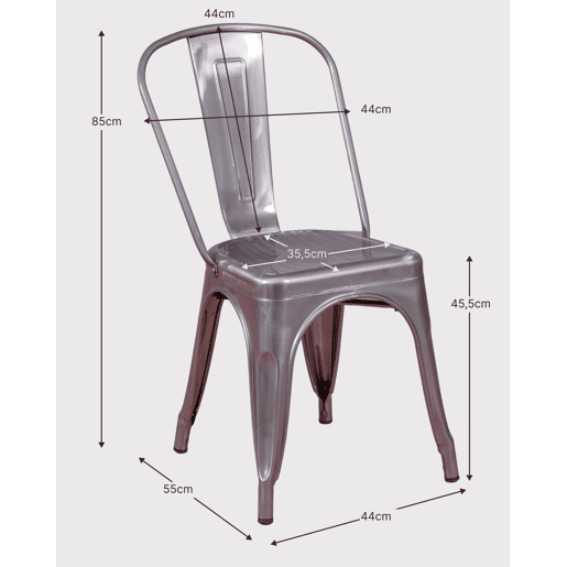 Cadeira metálica em aço estilo industrial - Bistro