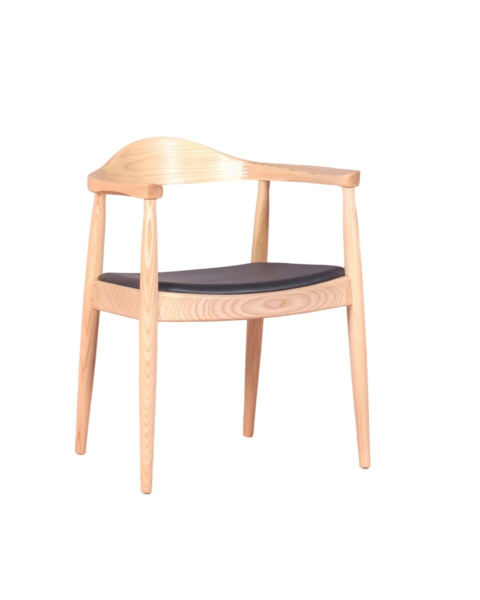 silla en madera de fresno y cojin de polipiel - santon