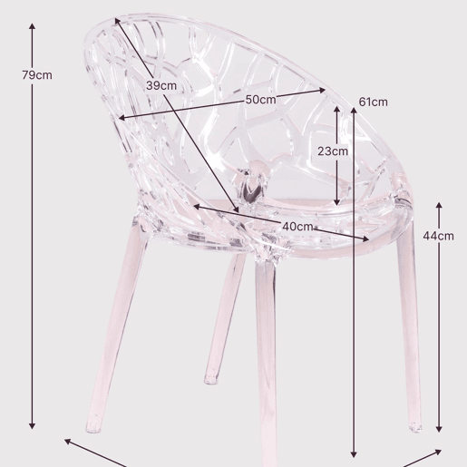 Cadeira de design em plástico policarbonato transparente adequada para exteriores - Chrystal