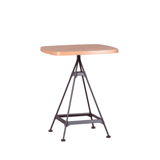 Mesa alta industrial em madeira de faia e aço lacado (60x60cm) - Amadeus