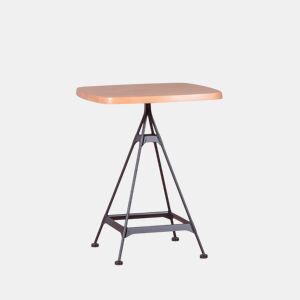 Mesa alta industrial em madeira de faia e aço lacado (60x60cm) - Amadeus