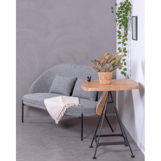 Mesa alta industrial em madeira de faia e aço lacado (60x60cm) - Amadeus