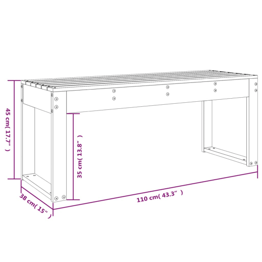 vidaXL Banco de jardim 110x38x45 cm pinho maciço castanho-mel
