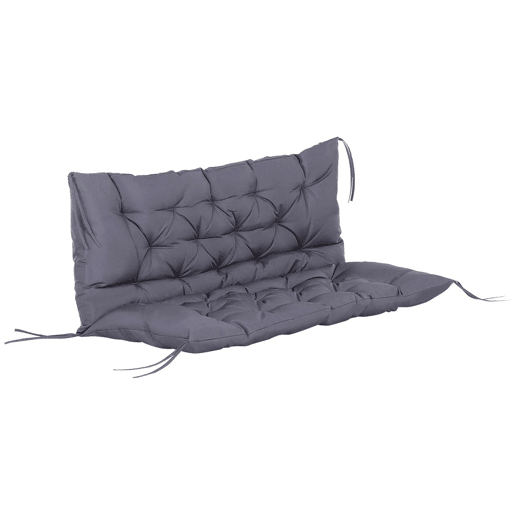 Outsunny Almofada para Banco com Encosto 120x110x12cm Almofada de Banco de 2 Lugares com 6 Cordões de Fixação para Jardim Terraço Balcão Exterior Cinza