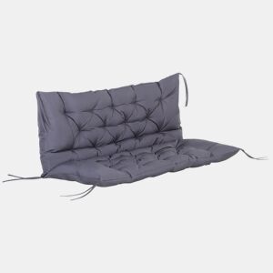 Outsunny Almofada para Banco com Encosto 120x110x12cm Almofada de Banco de 2 Lugares com 6 Cordões de Fixação para Jardim Terraço Balcão Exterior Cinza