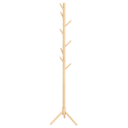 HOMCOM Cabide de Pé de Madeira Cabide de Pé com 8 Ganchos para Pendurar Roupa e Bolsas Cabide em Forma de Árvore para Corredor Entrada Quarto 40x40x165 cm Natural