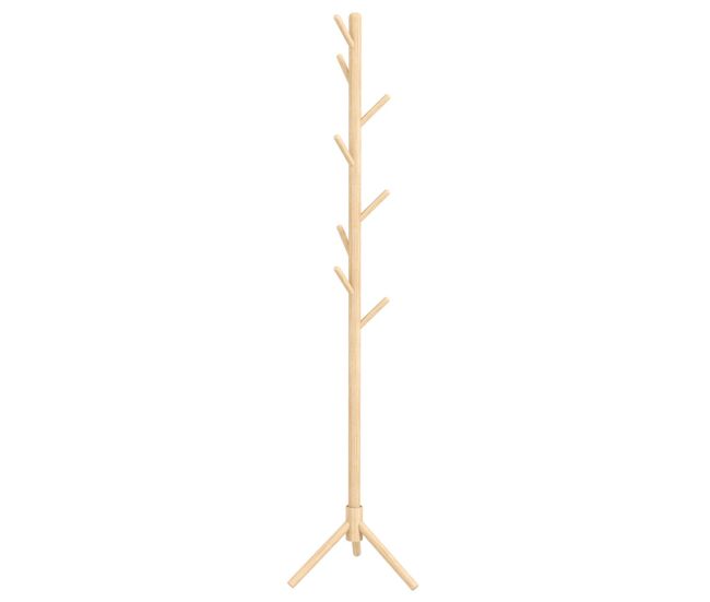 Homcom perchero de pie perchero para ropa de madera con 8 ganchos para colgar bolsas forma de árbol para pasillo entrada dormitorio 40x40x165 cm natural