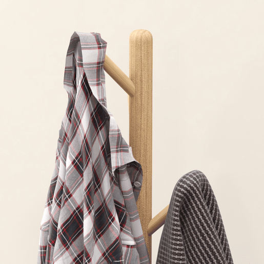HOMCOM Cabide de Pé de Madeira Cabide de Pé com 8 Ganchos para Pendurar Roupa e Bolsas Cabide em Forma de Árvore para Corredor Entrada Quarto 40x40x165 cm Natural