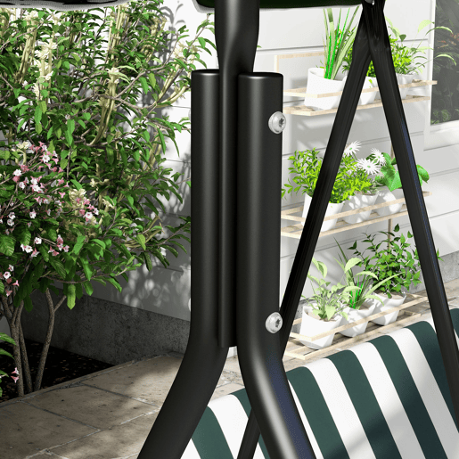 Outsunny Baloiço de Jardim Exterior de 3 Lugares, Baloiço de Jardim com Tecto Ajustável, Almofada e Estrutura de Aço, para Varanda, Terraço, Jardim, Suporta até 200 kg, 172x110x153 cm Verde
