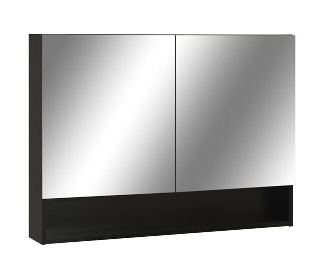 Vidaxl armario de baño con espejo negro 80x15x60 cm