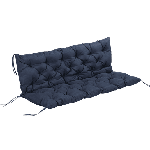 Outsunny Almofadão para Banco de Jardim com Encosto, 150x98x8 cm, Almofada de Banco de 3 Lugares para Interior e Exterior com Enchimento Espesso e Cintas de Fixação, para Baloiço, Terraço, Varanda, Azul