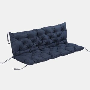 Outsunny Almofadão para Banco de Jardim com Encosto, 150x98x8 cm, Almofada de Banco de 3 Lugares para Interior e Exterior com Enchimento Espesso e Cintas de Fixação, para Baloiço, Terraço, Varanda, Azul