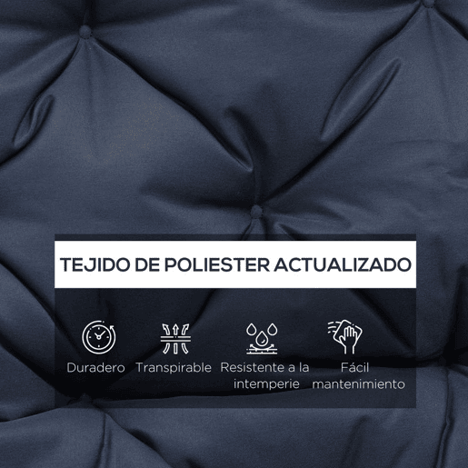 Outsunny Almofadão para Banco de Jardim com Encosto, 150x98x8 cm, Almofada de Banco de 3 Lugares para Interior e Exterior com Enchimento Espesso e Cintas de Fixação, para Baloiço, Terraço, Varanda, Azul