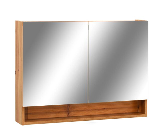Vidaxl mueble de baño con espejo led mdf roble 80x15x60 cm