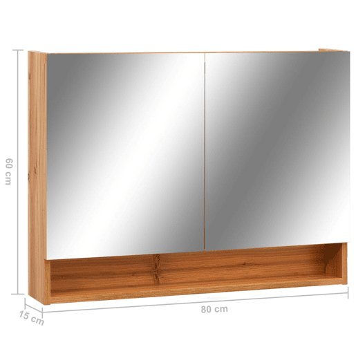 vidaXL Armário espelhado casa banho com LED 80x15x60 cm MDF carvalho vidaXL Armário espelhado casa banho com LED 80x15x60 cm MDF carvalho