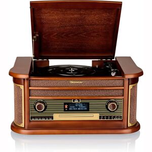 Roadstar HIF-1996D+BT Tocadiscos de Vinilo Vintage Rádio DABDAB+FM Leitor de CD-MP3 Cassetes, Bluetooth, USB, , Madeira