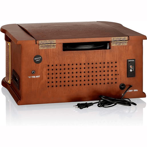 Roadstar HIF-1996D+BT Tocadiscos de Vinilo Vintage Rádio DABDAB+FM Leitor de CD-MP3 Cassetes, Bluetooth, USB, , Madeira
