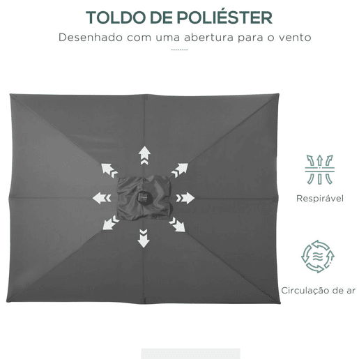 Outsunny Chapéu de Sol com Luzes LED 268x205x248 cm Chapéu de Sol de Jardim Inclinável até 45° Anti-UV e Abertura a Manivela para Pátio Varanda Cinza Escuro Outsunny Chapéu de Sol com Luzes LED 268x205x248 cm Chapéu de Sol de Jardim Inclinável até 45° Anti-UV e Abertura a Manivela para Pátio Varanda Cinza Escuro