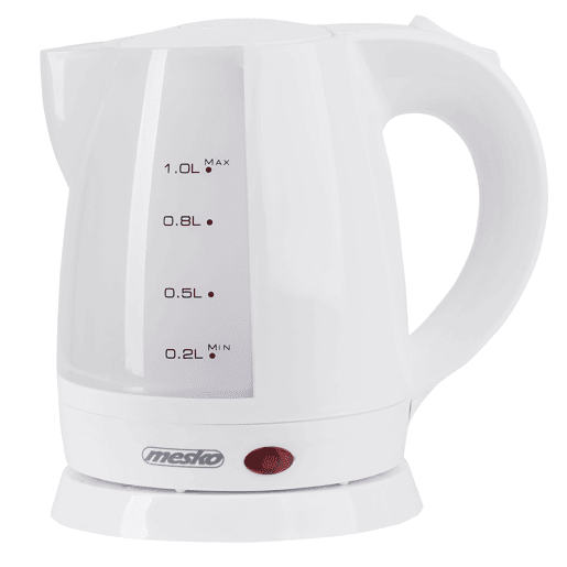 Mesko MS1276 Chaleira Eléctrica de Água 1 L sem BPA, sem Fio, Desligamento Automático, Filtro Anti-Calcário, 1600, Branco