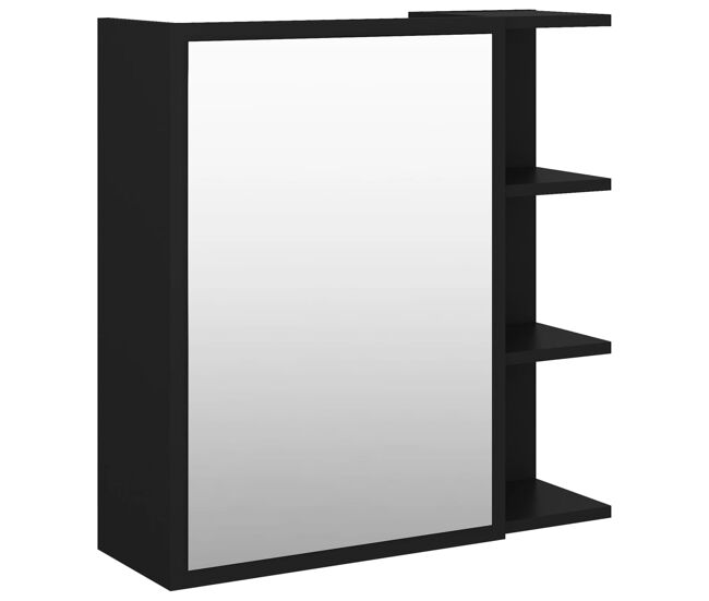 Vidaxl armario de espejo de baño contrachapada negro 62,5x20,5x64 cm
