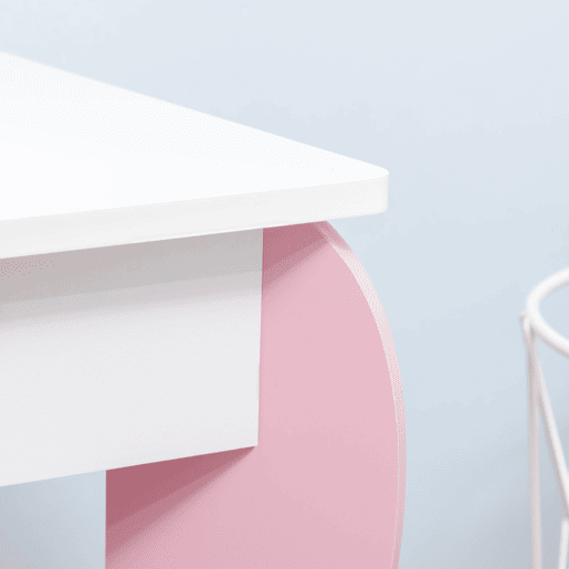 ZONEKIZ Toucador Infantil com Banco e Espelho Toucador Infantil de Madeira com Gaveta Mesa de Maquilhagem para Crianças entre 3-6 Anos 50x36,5x89,5cm Rosa