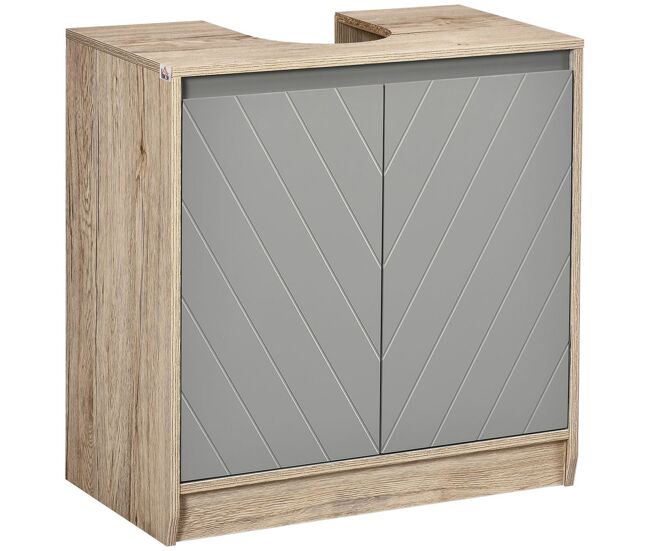 Homcom mueble bajo lavabo, mueble de baño con 2 puertas y estante ajustable, armario de baño para lavabos con o sin pedestal, estilo vintage,