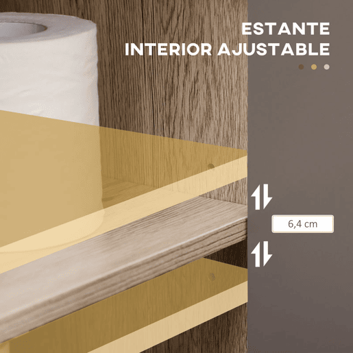 HOMCOM Móvel para Lavatório Casa de Banho Móvel Casa de Banho com Porta Dupla e Prateleira Ajustável Carga 50kg 60x30x59,8 cm Carvalho e Cinza