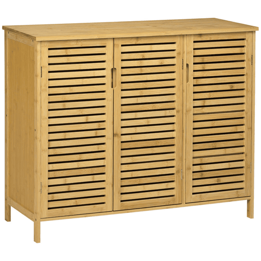 HOMCOM Sapateira de Entrada Armário Sapateira com 3 Portas de Persiana Prateleiras Ajustáveis para 16 Pares de Sapatos para Corredor Entrada 100x35x80 cm Natural