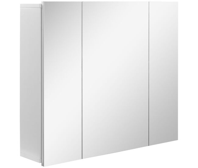 Kleankin mueble de baño con espejo mueble de pared para baño con 3 puertas y estantes internos ajustables 70x15x60 cm blanco