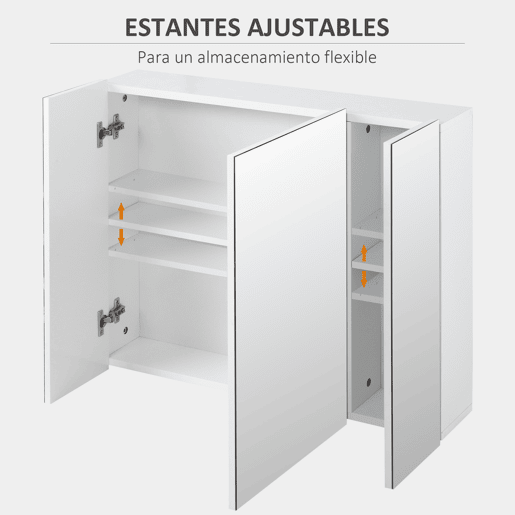 kleankin Armário de Casa de Banho com 3 Portas com Espelho Armário de Parede para Casa de Banho com Prateleiras Internas Ajustáveis 70x15x60 cm Branco kleankin Armário de Casa de Banho com 3 Portas com Espelho Armário de Parede para Casa de Banho com Prateleiras Internas Ajustáveis 70x15x60 cm Branco