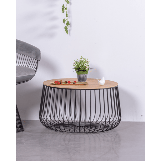 Mesa de centro em madeira de freixo e aço lacado - Zurique Mesa de centro em madeira de freixo e aço lacado - Zurique