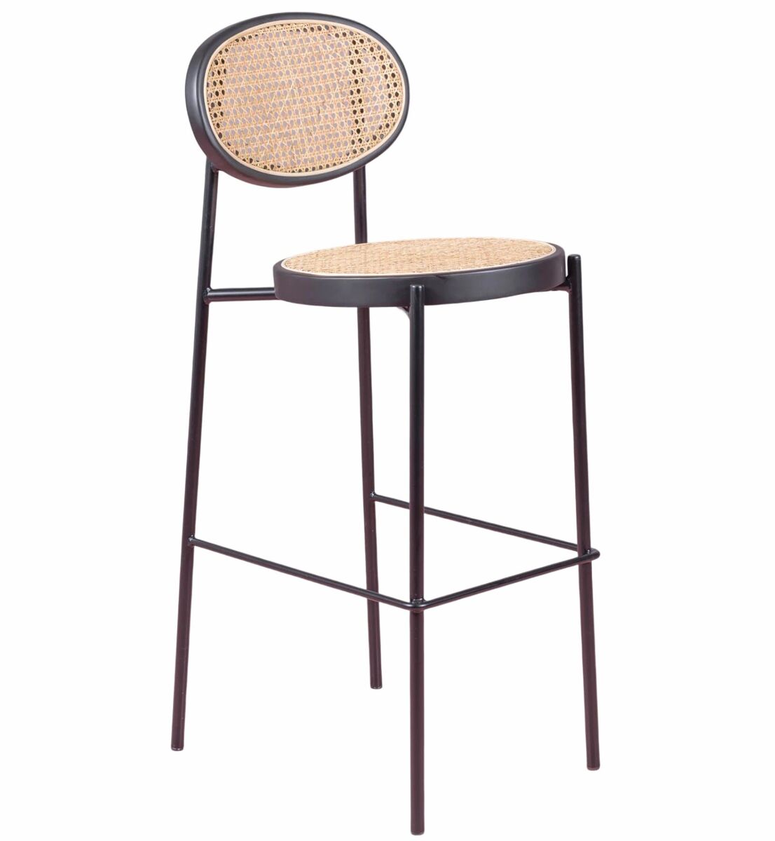 Taburete vintage con diseño clásico en ratán natural - north
