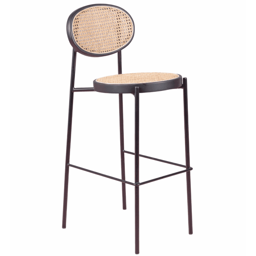 Banqueta vintage com design clássico em rattan natural - North