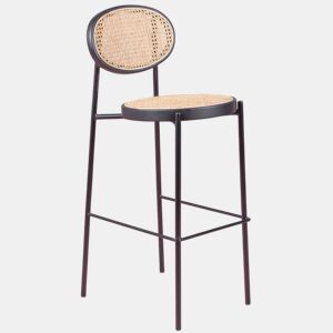Banqueta vintage com design clássico em rattan natural - North